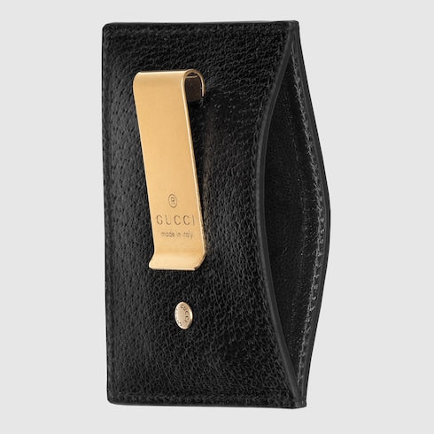 Black Leather GG Marmont Money Clip - Black Leather