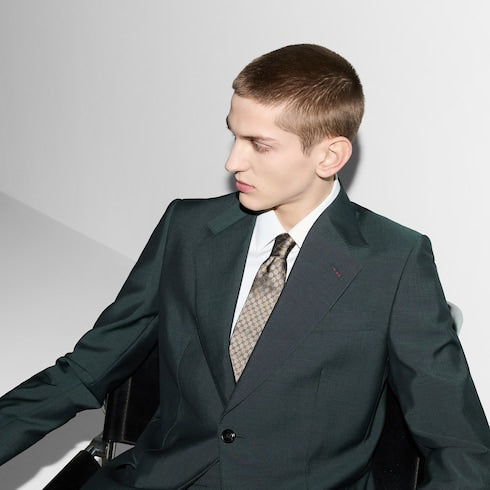 GG silk jacquard tie - brown and camel