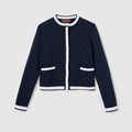 GG fine cotton jacquard cardigan - navy and white