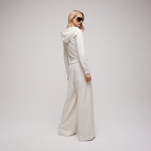 Cotton silk jersey leisure pants - white