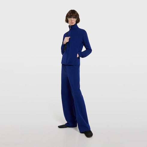 Stretch nylon gabardine zip jacket - bright blue