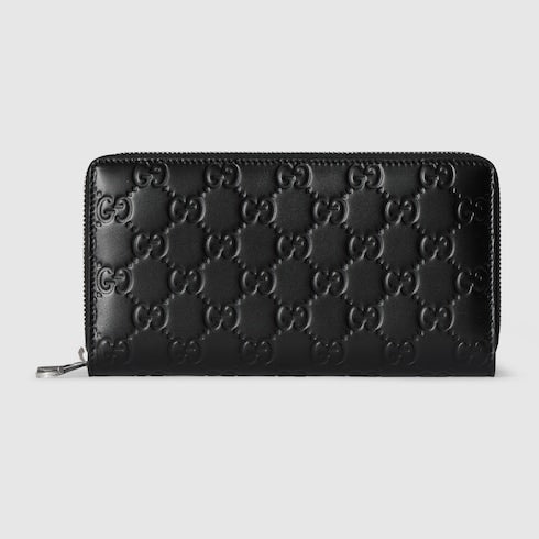 GG Emblem zip around wallet - black GG leather