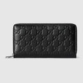 GG Emblem zip around wallet - black GG leather