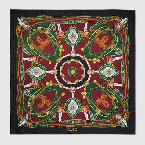 "Salon Privé" printed silk carré - multicolor