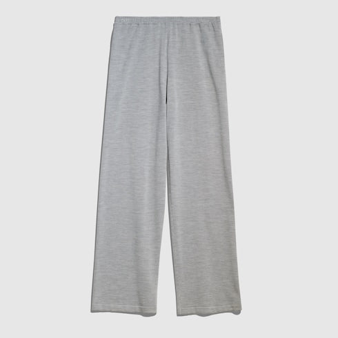 Wool silk leisure pants with embroidery - grey