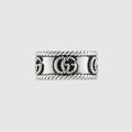 Double G Ring With Engraved Torchon Trim - 925 Sterling Silver