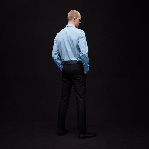 Piece dyed cotton poplin shirt - light blue