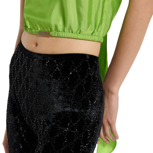 GG crystal embroidered leggings - black