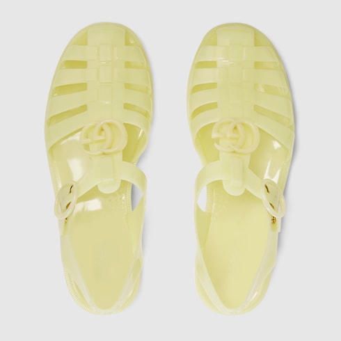 Women's sandal with Double G - yellow rubber