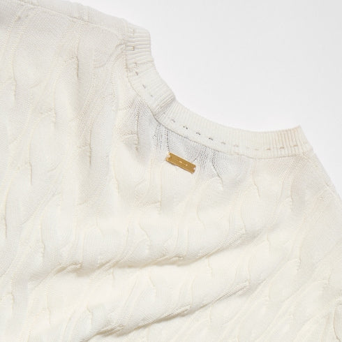 Braided cotton blend dress - white