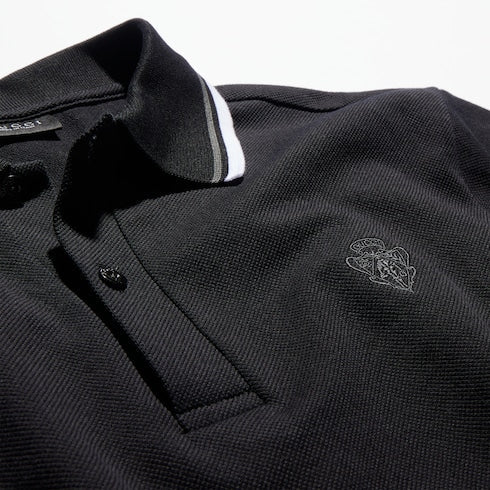 Cotton piquet polo shirt with embroidery - black