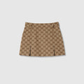 Children's GG canvas skirt - camel and dark brown