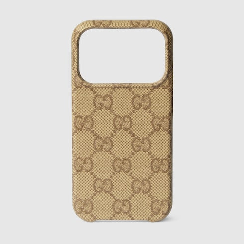 Case for iPhone 17 Pro - sand and brown GG leather