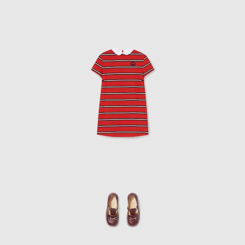 Children's striped dress - red and multicolor