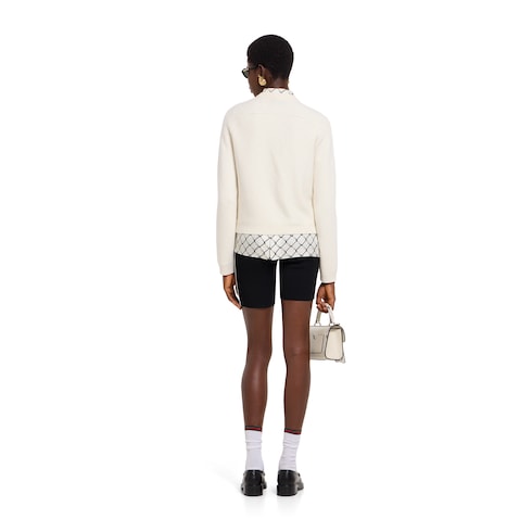 Wool cashmere cardigan with Horsebit - white
