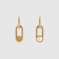 Earrings with mobile pearls - gold-toned brass