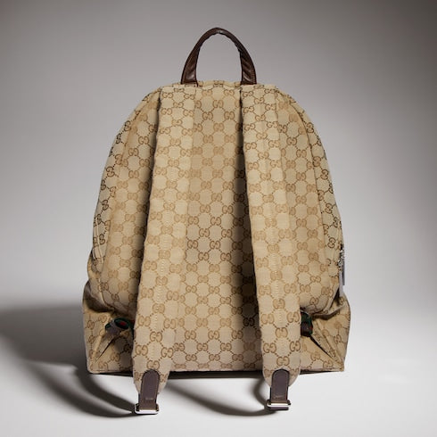 Large Gucci Tag backpack - sand and brown GG canvas