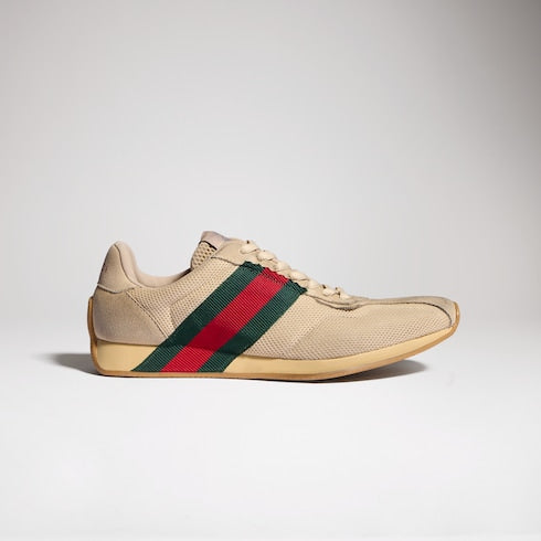 Women's Gucci Tempo sneaker - sand mesh and suede