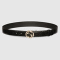 Belt with Interlocking G buckle - black GG leather