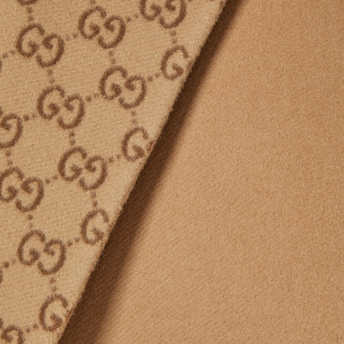 Reversible GG silk wool blend coat - camel and ebony