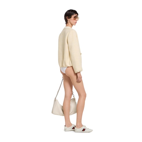 Check cotton tweed jacket - ivory