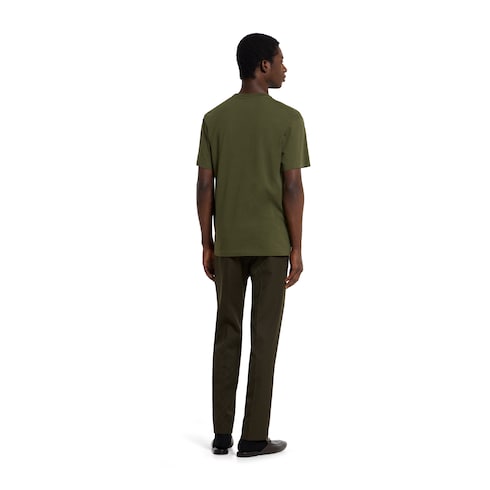 Cotton jersey T-shirt with print - forest green