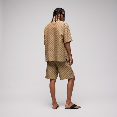 GG Supreme linen shorts - beige and ebony