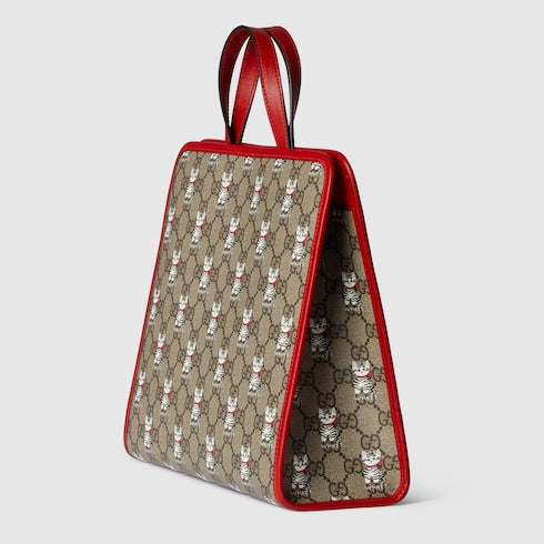 Children's printed GG tote bag - beige Supreme