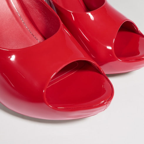 Women's stiletto platform slide - red patent leather