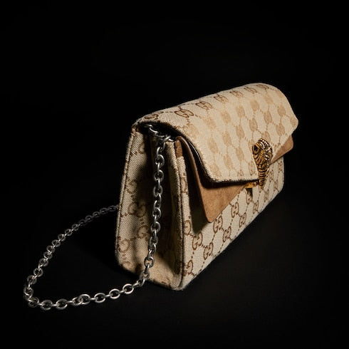 Dionysus small shoulder bag - sand and brown GG canvas