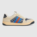 Women's GG crystal Screener sneaker - beige and dark blue GG crystal denim