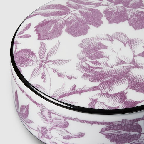 Gucci Flora Sketch print round box - white and purple porcelain
