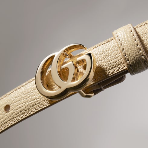 GG Marmont thin belt - light yellow leather