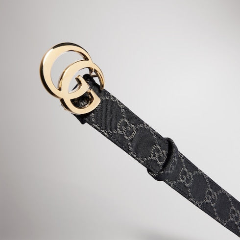 GG Marmont belt - black GG denim