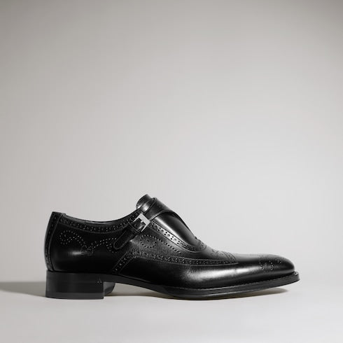Men's monk strap shoe - black leather