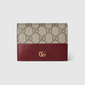 Bi-color GG Marmont small wallet - beige and Rosso Ancora leather
