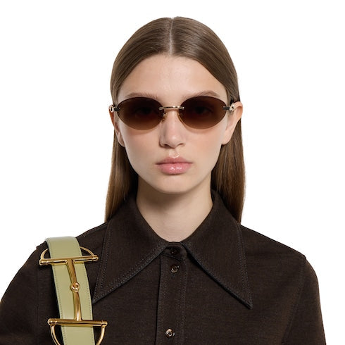 Frameless oval sunglasses - ivory