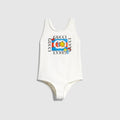 Children's jersey swimsuit with print - white