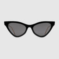 Black Acetate Cat Eye Sunglasses With Grey Lens - Black Acetate