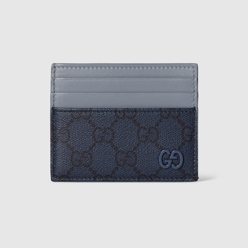 Dusty blue trim GG card case - dark blue GG Supreme