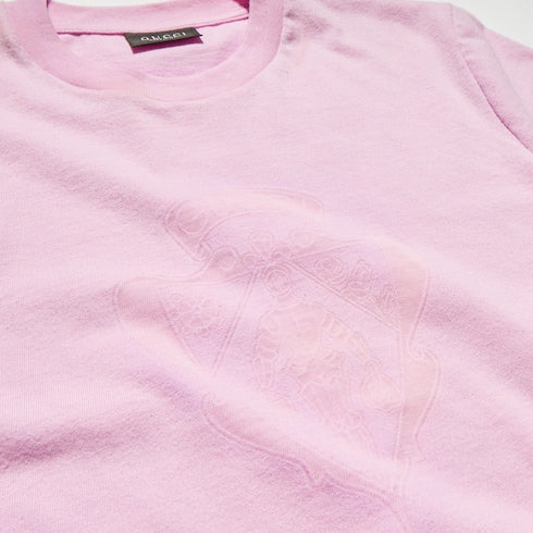 Cotton jersey T-shirt with Gucci crest - light pink