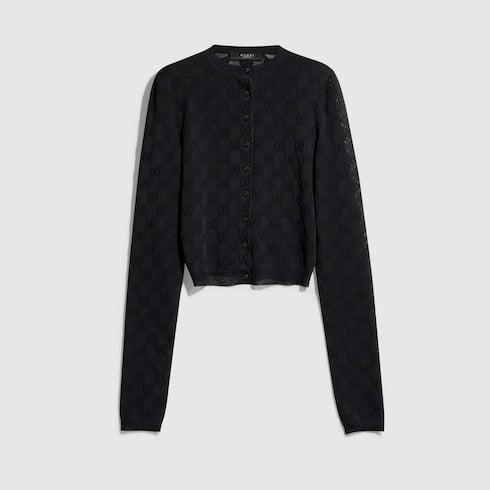 Fine crêpe viscose cardigan - black
