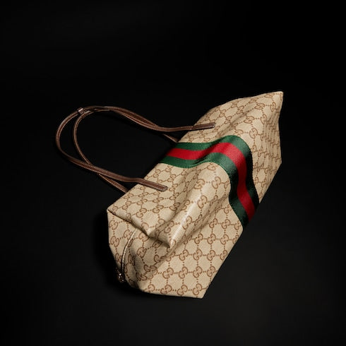 Gucci Melrose medium boston bag - sand and brown GG canvas