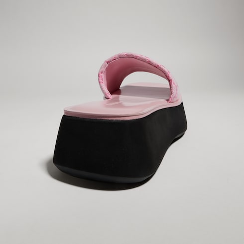 Women's flatform slide sandal - pink GG canvas