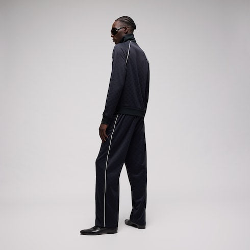 GG nylon and jersey zip jacket - navy