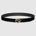 Belt with Interlocking G buckle - black leather