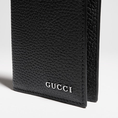 Long card case with Gucci logo - black leather