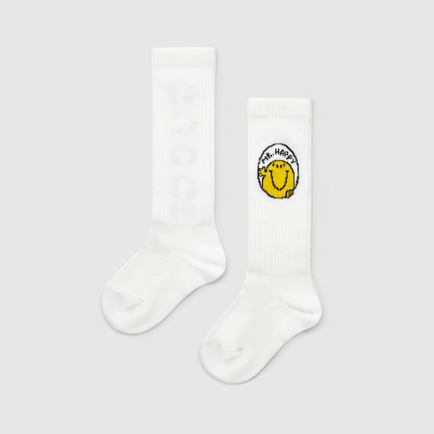 Children's cotton blend rib socks - white