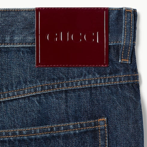 Slim fit cotton denim pant - blue