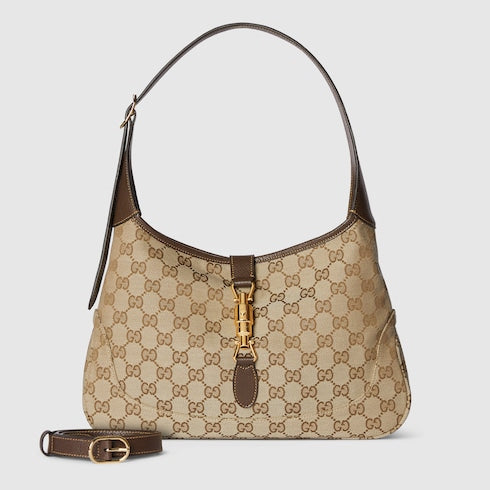 Gucci Jackie 1961 medium shoulder bag - sand and brown GG canvas